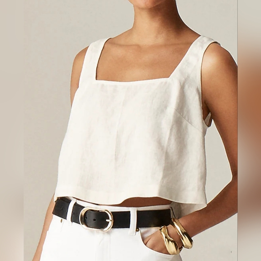 J.Crew Linen Square-Neck Tank - Size Medium